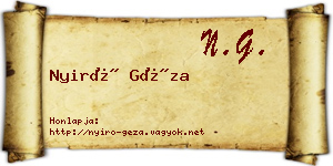Nyirő Géza névjegykártya